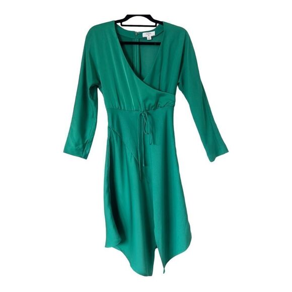 Cushnie for Target Emerald Green Long Sleeve Faux Wrap Asymmetrical Dress Size 0 - Picture 4 of 11